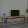 Image de Meuble TV avec lumières LED Chêne sonoma 215x36,5x40 cm
