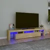 Image de Meuble TV avec lumières LED Chêne sonoma 200x36,5x40 cm