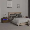 Image de Tables de chevet 2 pcs et lumières LED Chêne fumé 60x35x40 cm