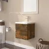 Image de Meuble lavabo avec bassin intégré Chêne fumé Bois d ingénierie