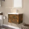 Image de vidaXL Meuble lavabo avec bassin intégré Chêne fumé Bois d'ingénierie3152867