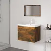 Image de vidaXL Meubles de Salle de Bain Meuble sous Évier Miroir Armoire de Lavabo Armoire de Rangement Intérieur Chêne Fumé Bois d'Ingénierie 3152873