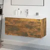 Image de Meuble lavabo avec bassin intégré Chêne fumé Bois d ingénierie