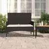 Image de vidaXL Banc de Jardin à 2 Places avec Coussins Noir Résine Tressée, siège, chaise de banc, banc de patio, siège de banc, 319488