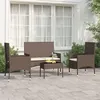 Image de vidaXL Salon de jardin 4 pcs avec coussins Marron Résine tressée, ensemble de salon d'extérieur, ensemble de mobilier 319495
