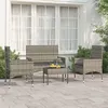 Image de vidaXL 4-delige Loungeset met kussens poly rattan grijs319497