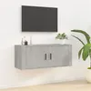 Image de vidaXL Meuble TV Mural, Armoire de Télévision avec 2 Compartiments Suspendue, Meuble Télé avec Rangement Salon, Moderne, Gris Béton Bois d'Ingénierie 816636