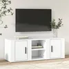 Image de vidaXL Meuble TV Blanc 100x31,5x35 cm Bois d'ingénierie, support TV, armoire média, armoire latérale, meuble média, armoire hifi, buffet