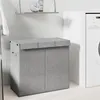 Image de vidaXL Panier à linge pliable Gris 64,5x34,5x59 cm Tissu en faux lin 351041