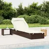 Image de vidaXL Transat avec toit pliable marron 213x63x97 cm résine tressée, chaise longue, chaise longue d'extérieur, lit de salon, 319637