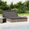 Image de vidaXL Transat 2 places avec toit pliable gris 213x118x97 cm 319651