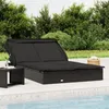 Image de Transat 2 places avec toit pliable noir 213x118x97 cm