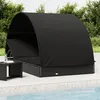 Image de Transat 2 places avec toit rond noir 211x112x140 cm