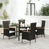 Image de vidaXL Chaises de jardin 4 pcs avec coussins Résine tressée Noir 319527