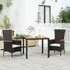 Image de vidaXL Table de jardin plateau en bois Noir Résine tressée bois massif 319548