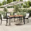 Image de vidaXL Table de jardin plateau en bois Noir Résine tressée bois massif 319551