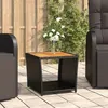 Image de Table à thé et dessus en bois Noir Résine tressée Acacia massif