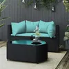 Image de Salon de jardin modulable Vidaxl resine tressee bleu 3 pieces 78.0 x 53 x 29 2 personnes
