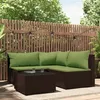 Image de vidaXL Salon de jardin 4 pcs avec coussins Marron Résine tressée 319829