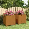 Image de vidaXL Jardinières avec pieds 2 pcs Rouillé 42x40x43 cm Acier corten 823681