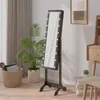 Image de vidaXL Miroir sur pied blanc avec LED noir 34x37x146 cm 351767