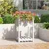 Image de vidaXL Jardinière avec étagère Blanc 54x54x81 cm Bois massif de pin 823774