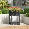 Image de vidaXL Jardinière avec étagère Gris 54x54x81 cm Bois massif de pin 823775