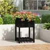 Image de vidaXL Jardinière avec étagère Noir 54x54x81 cm Bois massif de pin 823777