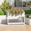 Image de vidaXL Jardinière avec étagère Blanc 111,5x54x81 cm Bois massif de pin 823788