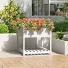 Image de vidaXL Jardinière avec étagère Blanc 82,5x82,5x81cm Bois massif de pin 823795