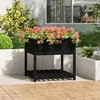 Image de vidaXL Jardinière avec étagère Noir 82,5x82,5x81 cm Bois massif de pin 823798