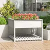 Image de vidaXL Jardinière et étagère Blanc 111,5x111,5x81cm Bois massif de pin 823802