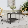 Image de Table d appoint noir 45x45x45 cm poly rotin et verre trempé