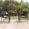 Image de Chaises de jardin lot de 2 avec coussins Résine tressée Noir