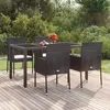 Image de Chaises de jardin lot de 4 avec coussins Résine tressée Noir
