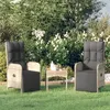 Image de 319891 vidaXL Chaises inclinables d'extérieur et coussins2pcs Poly rotin Gris