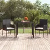 Image de Table de jardin dessus en verre Noir 90x90x75 cm Résine tressée