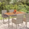 Image de vidaXL Table de jardin dessus en bois Gris 150x90x75 cm Résine tressée, meubles de jardin, meubles d'extérieur, table, table 319902