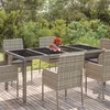 Image de Table de jardin dessus en verre Gris 190x90x75cm Résine tressée
