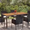 Image de vidaXL Table de jardin dessus en bois Noir 190x90x75 cm Résine tressée 319905