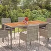 Image de Table de jardin dessus en bois Gris 190x90x75 cm Résine tressée