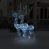Image de vidaXL 2x Décorations de Noël de Renne Ornement de Noël Rennes Lumineux Décoration de Fête Maison Intérieur Acrylique 120 cm Blanc Froid