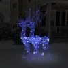 Image de vidaXL 2x Décorations de Noël de Renne Ornement de Noël Rennes Lumineux Décoration de Fête Maison Salon Intérieur Acrylique 120 cm Bleu