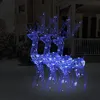 Image de vidaXL 3x Décorations de Noël de Renne Ornement de Noël Rennes Lumineux Décoration de Fête Maison Salon Intérieur Acrylique 120 cm Bleu