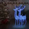 Image de vidaXL 2x Rennes de Noël XXL Acrylique 250 LED Ornement de Noël Rennes Lumineux Décoration de Fête Maison Jardin Intérieur 180 cm Bleu