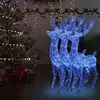 Image de vidaXL 3x Rennes de Noël XXL Acrylique 250 LED Ornement de Noël Rennes Lumineux Décoration de Fête Maison Jardin Intérieur 180 cm Bleu