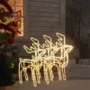 Image de vidaXL 3x Rennes de Noël Décoration de Noël Ornement de Vacances Décoration de Fête Ornement de Jardin Extérieur Blanc Chaud 76x42x87 cm