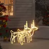 Image de vidaXL 2x Rennes de Noël Décoration de Noël Ornement de Vacances Décoration de Fête Ornement de Jardin Extérieur Blanc Chaud 60x30x60 cm