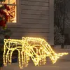 Image de vidaXL 2x Rennes de Noël Décoration de Noël Ornement de Vacances Décoration de Fête Ornement de Jardin Extérieur Blanc Chaud 73x31x45 cm