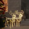 Image de vidaXL 2x Rennes de Noël avec Têtes Mobiles Décoration de Noël Ornement de Vacances Décoration de Fête Ornement de Jardin Extérieur Blanc Chaud